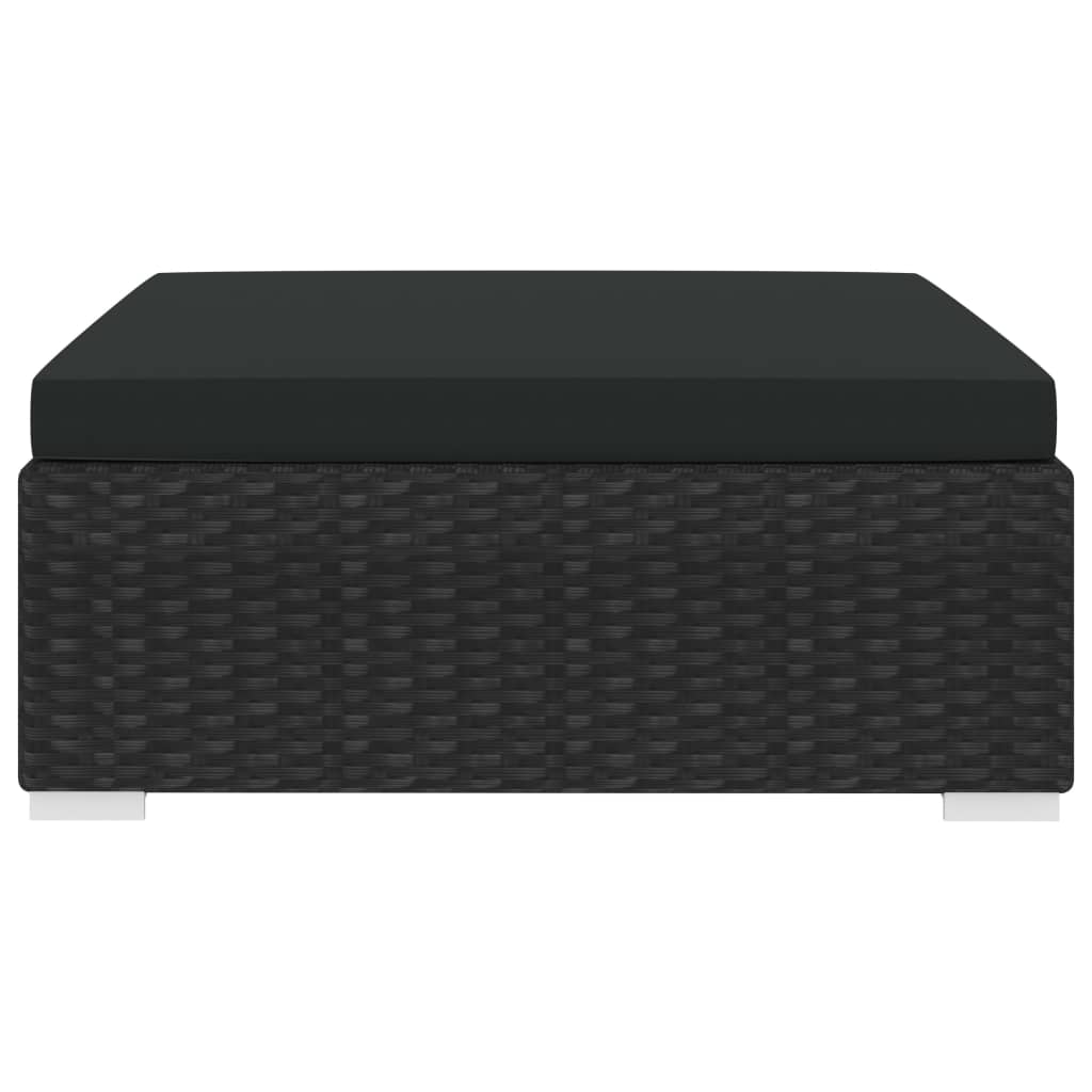 Poggiapiedi Modulare 1 pz con Cuscino in Polyrattan Nero | homemem39