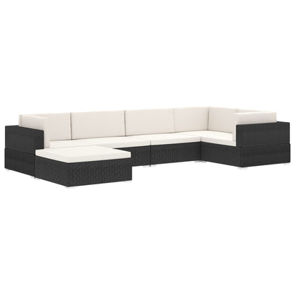 Poggiapiedi Modulare 1 pz con Cuscino in Polyrattan Nero | homemem39