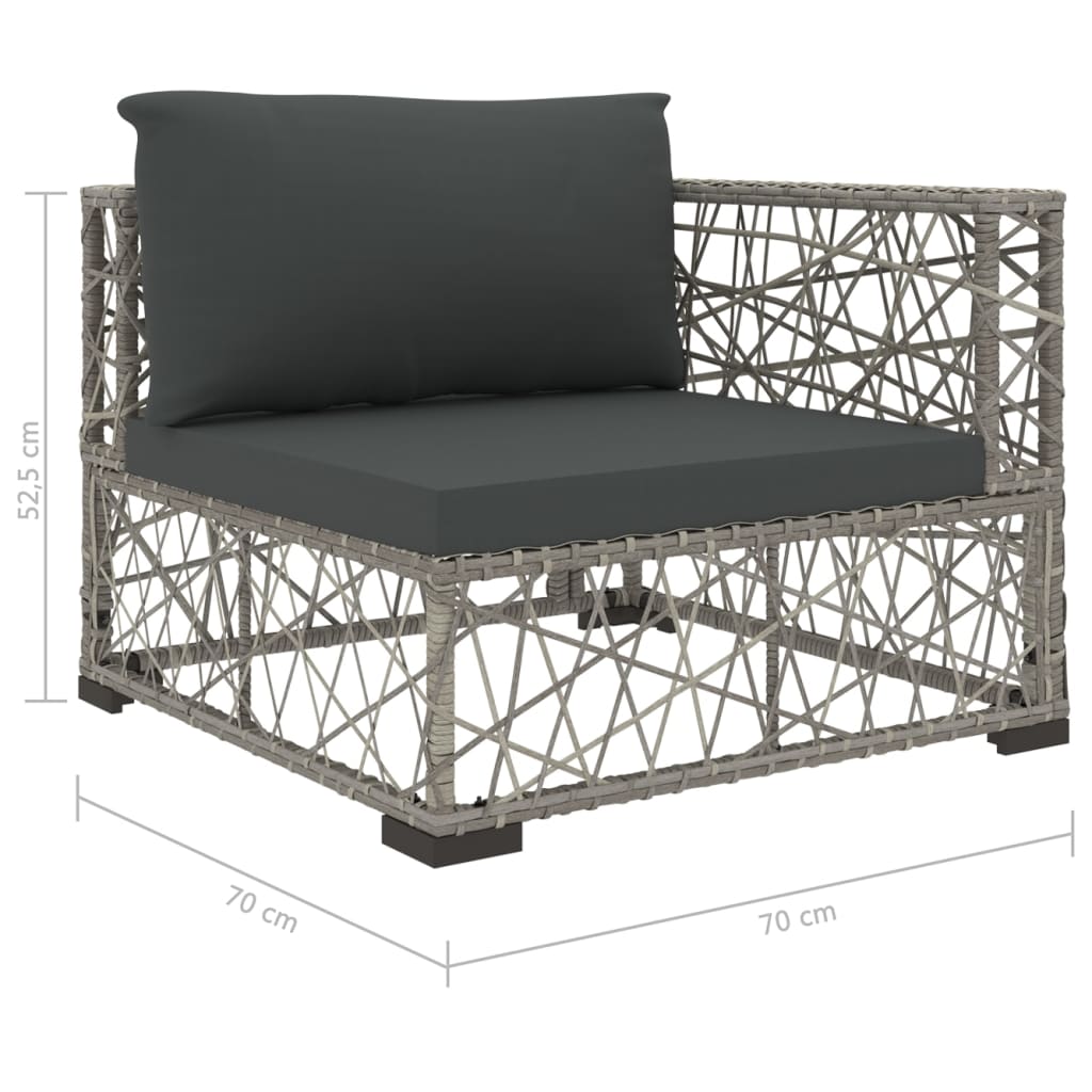 Set Divani da Giardino 5 pz con Cuscini in Polyrattan Grigio | homemem39