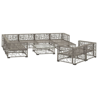 Set Divani da Giardino 10 pz con Cuscini in Polyrattan Grigio - homemem39