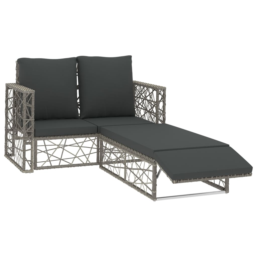 Set Divani da Giardino 2 pz con Cuscini in Polyrattan Grigio - homemem39