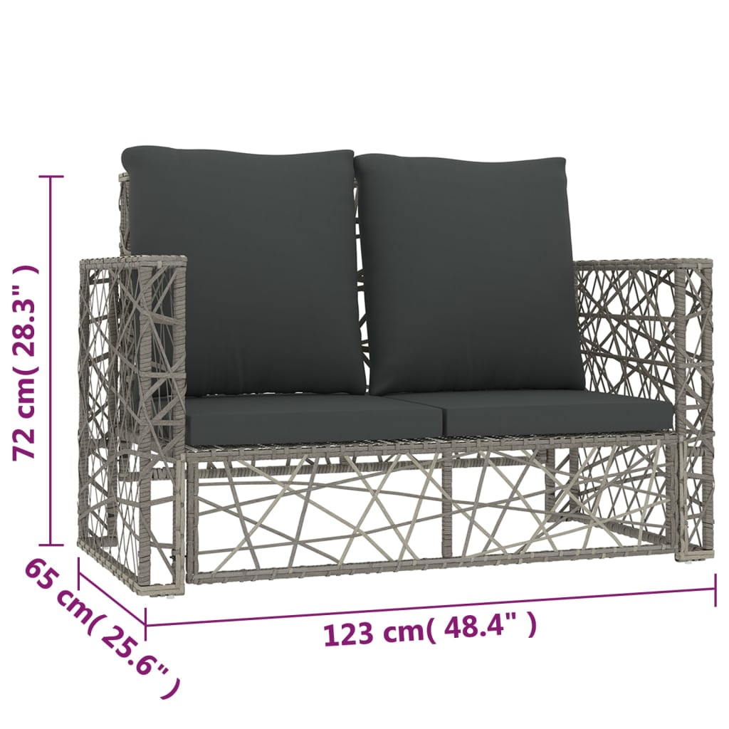 Set Divani da Giardino 2 pz con Cuscini in Polyrattan Grigio - homemem39