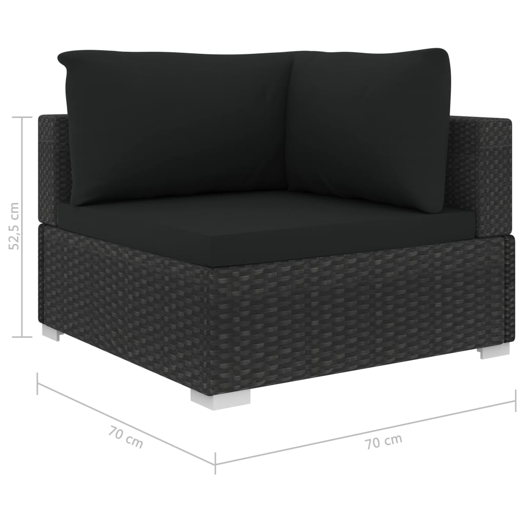 Set Divani da Giardino 10 pz con Cuscini in Polyrattan Nero - homemem39