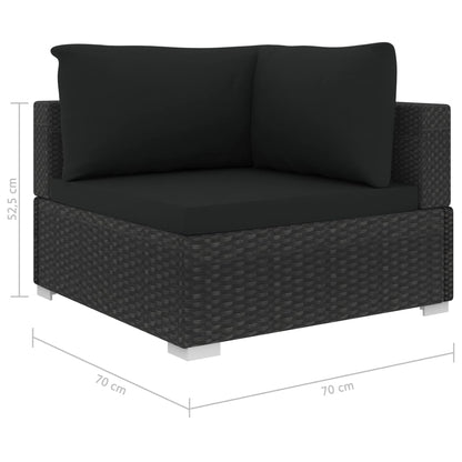 Set Divani da Giardino 10 pz con Cuscini in Polyrattan Nero - homemem39