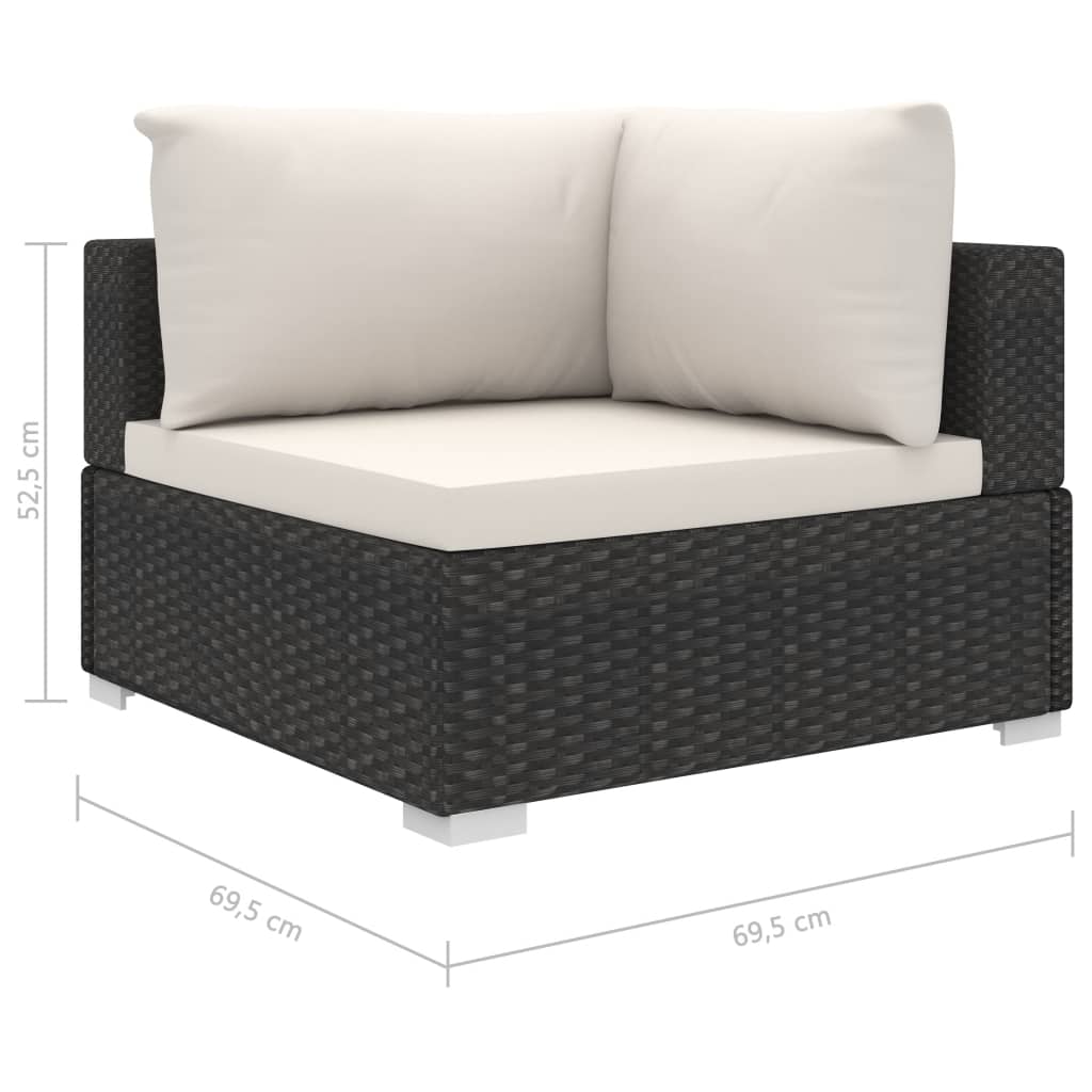 Set Divani da Giardino 11 pz con Cuscini in Polyrattan Nero - homemem39