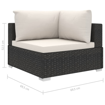 Set Divani da Giardino 11 pz con Cuscini in Polyrattan Nero - homemem39