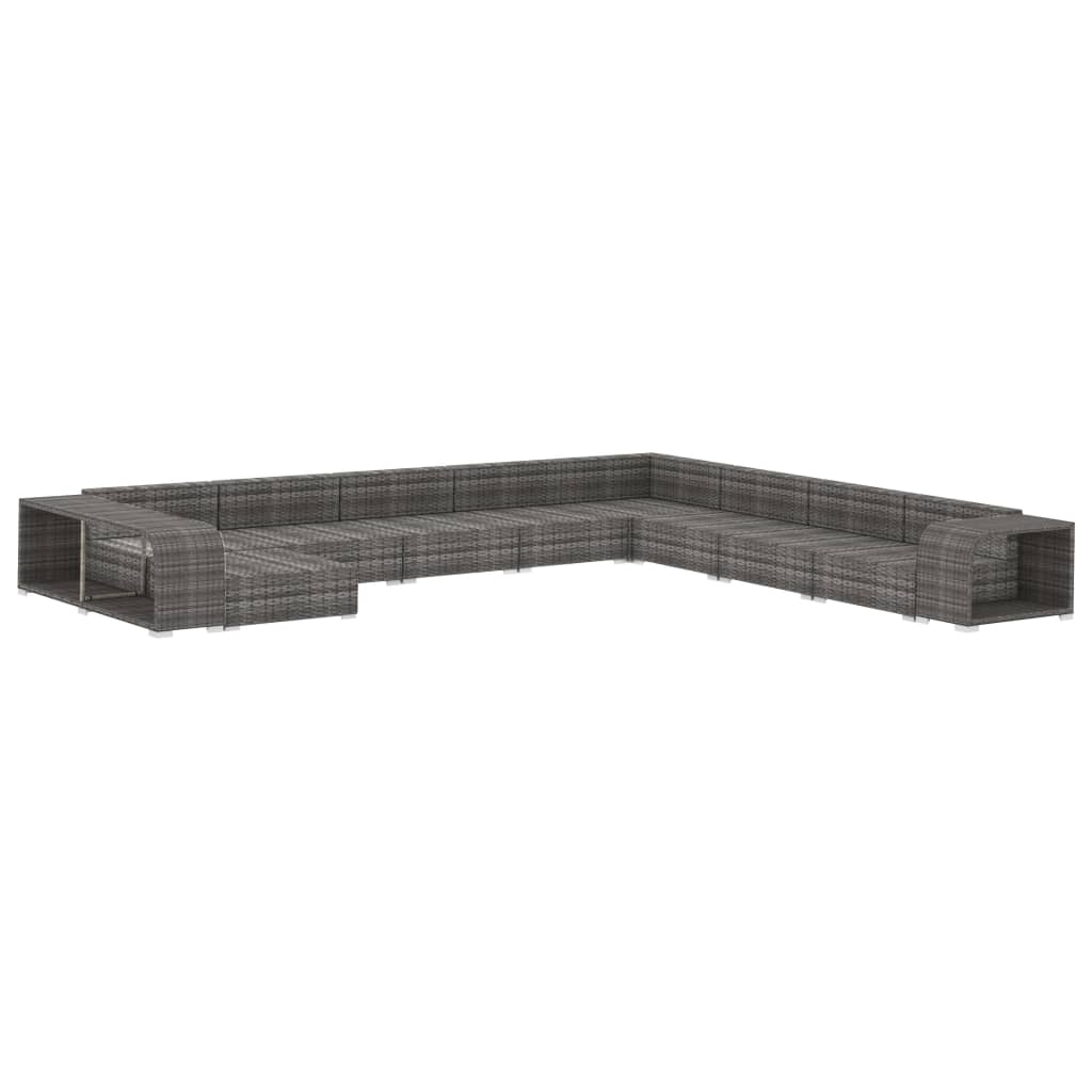Set Divani da Giardino 11 pz con Cuscini in Polyrattan Grigio - homemem39