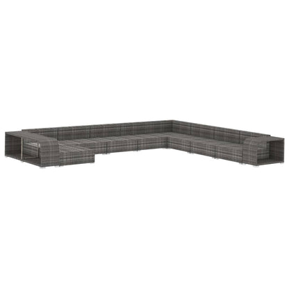 Set Divani da Giardino 11 pz con Cuscini in Polyrattan Grigio - homemem39