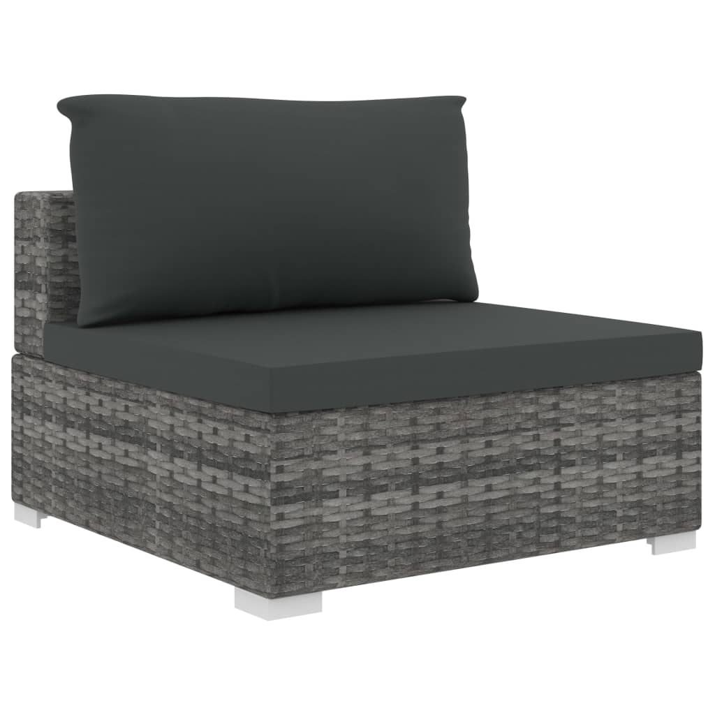 Set Divani da Giardino 11 pz con Cuscini in Polyrattan Grigio - homemem39
