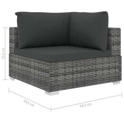 Set Divani da Giardino 11 pz con Cuscini in Polyrattan Grigio - homemem39