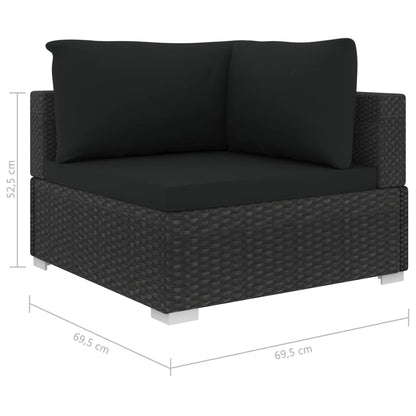 Set Divani da Giardino 11 pz con Cuscini in Polyrattan Nero - homemem39