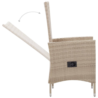 Set da Pranzo da Giardino 7 pz con Cuscini in Polyrattan Beige | homemem39