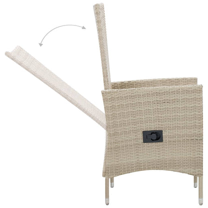 Set da Pranzo da Giardino 9 pz con Cuscini in Polyrattan Beige | homemem39