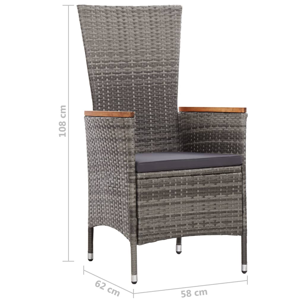 Set da Pranzo da Esterno 9 pz con Cuscini in Polyrattan Grigio - homemem39
