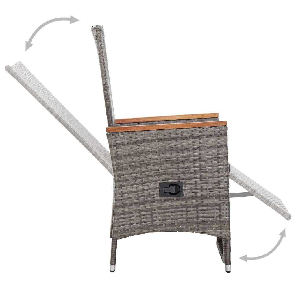 Set da Pranzo da Esterno 9 pz con Cuscini in Polyrattan Grigio - homemem39