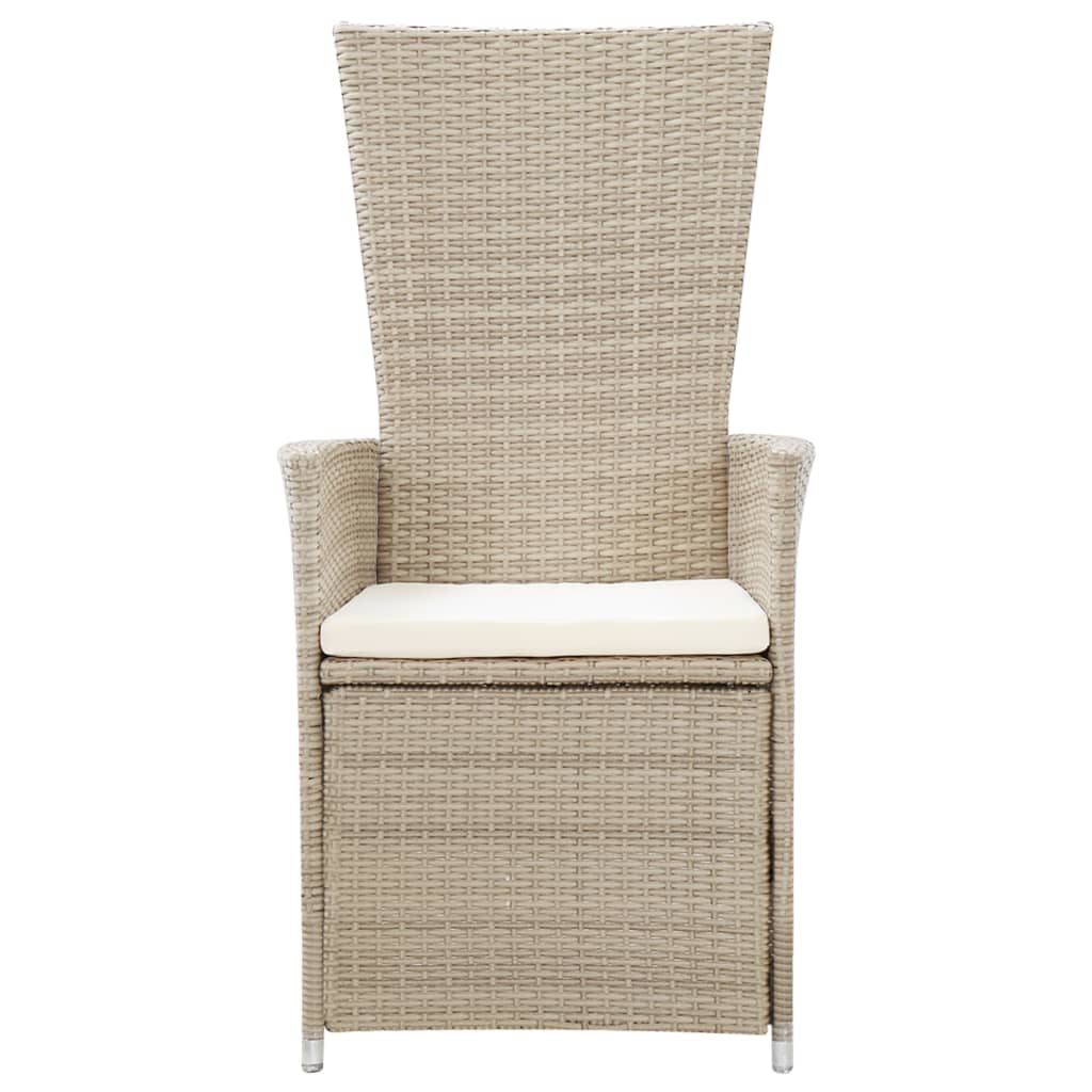 Sedie da Giardino Reclinabili 2 pz con Cuscini Polyrattan Beige | homemem39