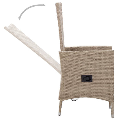 Set da Pranzo da Giardino 9 pz con Cuscini in Polyrattan Beige - homemem39