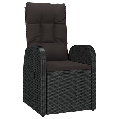 Sedie da Giardino Reclinabili 2 pz con Cuscini Polyrattan Nero - homemem39