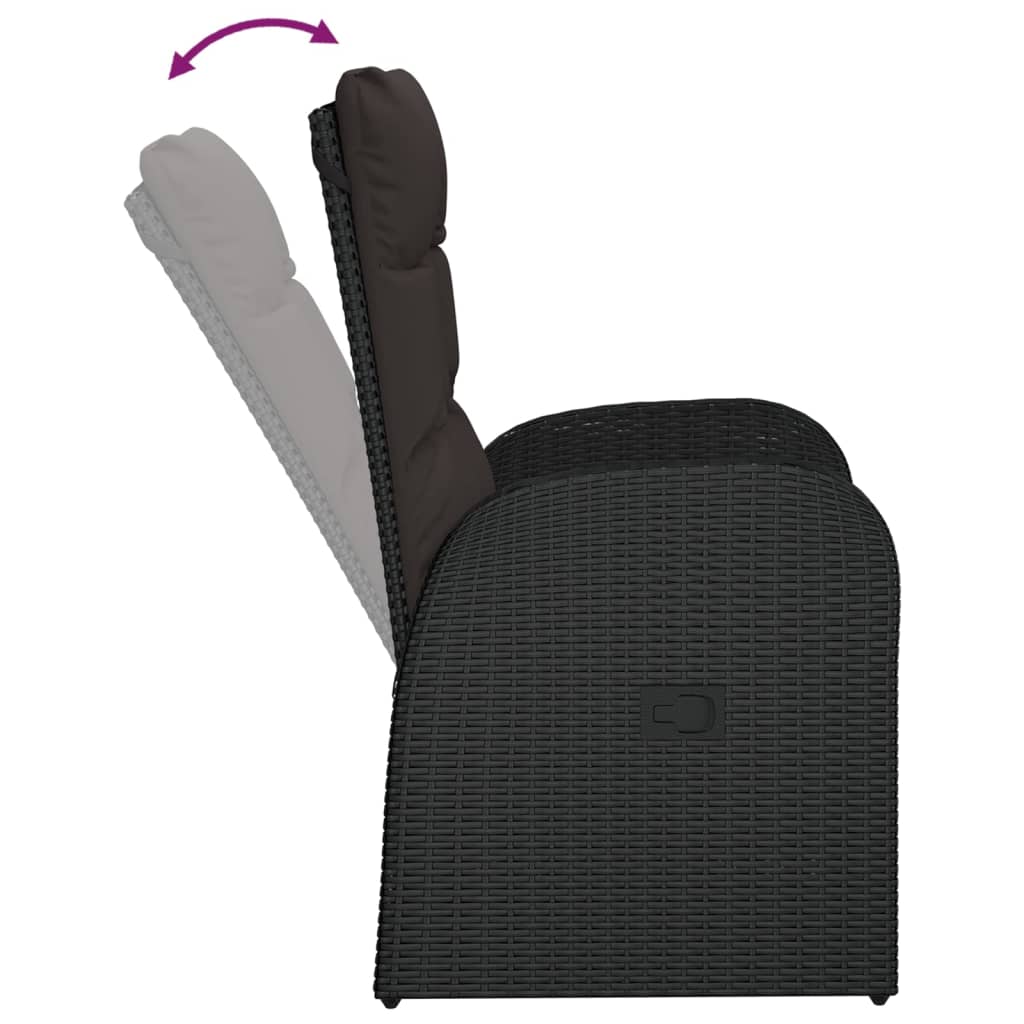 Sedie da Giardino Reclinabili 2 pz con Cuscini Polyrattan Nero | homemem39