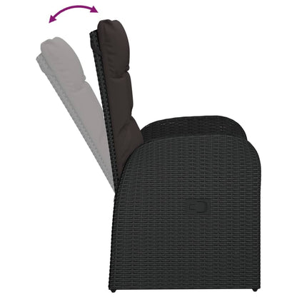 Sedie da Giardino Reclinabili 2 pz con Cuscini Polyrattan Nero - homemem39