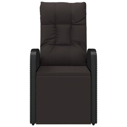 Sedia da Giardino Reclinabile con Cuscino in Polyrattan Nero | homemem39