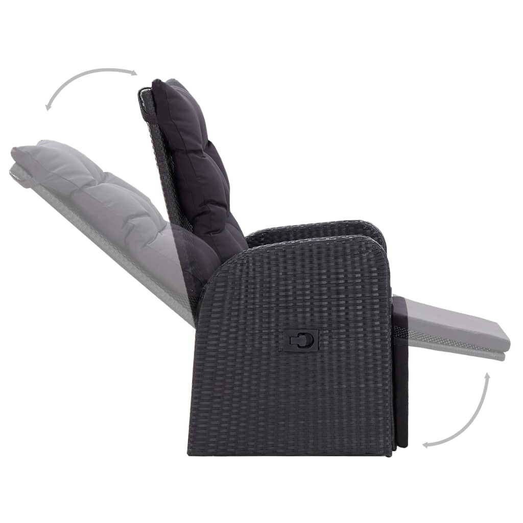 Set da Bistrot 3 pz con Cuscini in Polyrattan Nero | homemem39