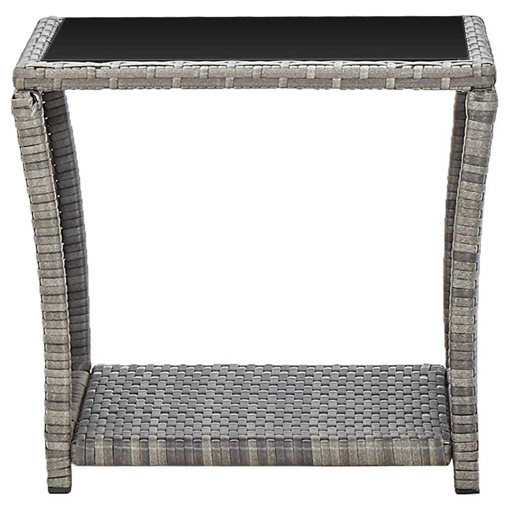 Tavolino da Caffè Grigio 45x45x40 cm in Polyrattan e Vetro | homemem39