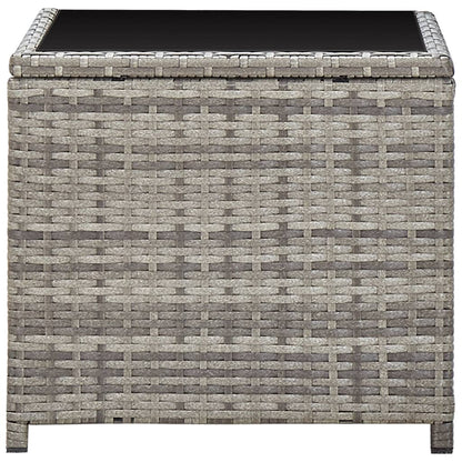 Tavolino da Caffè Grigio 45x45x40 cm in Polyrattan e Vetro | homemem39