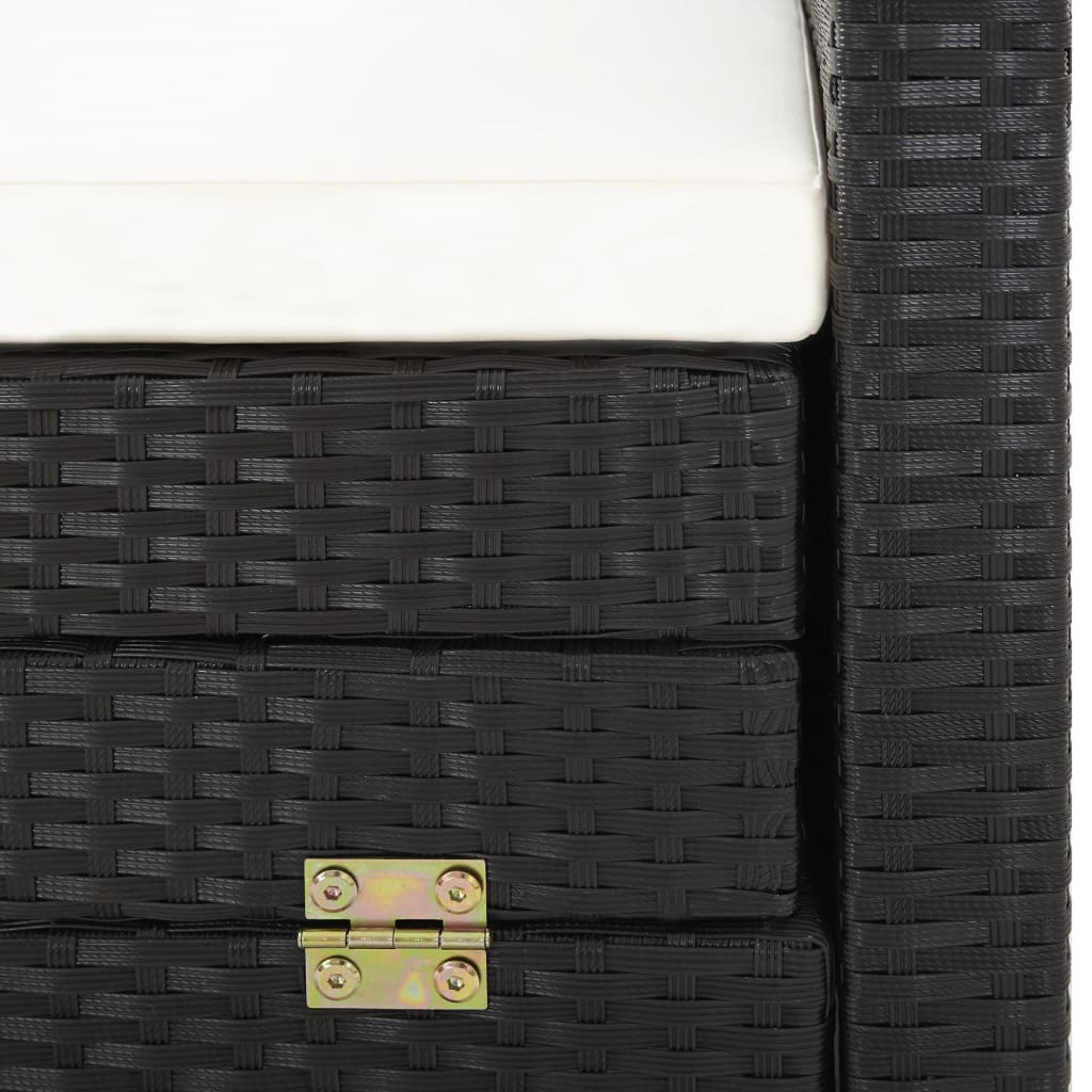 Divano Letto a 3 Posti Estendibile con Tetto Polyrattan Nero | homemem39