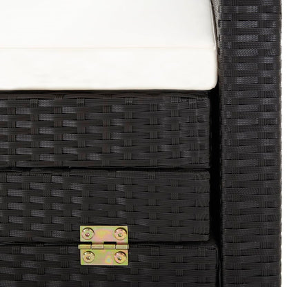 Divano Letto a 3 Posti Estendibile con Tetto Polyrattan Nero | homemem39