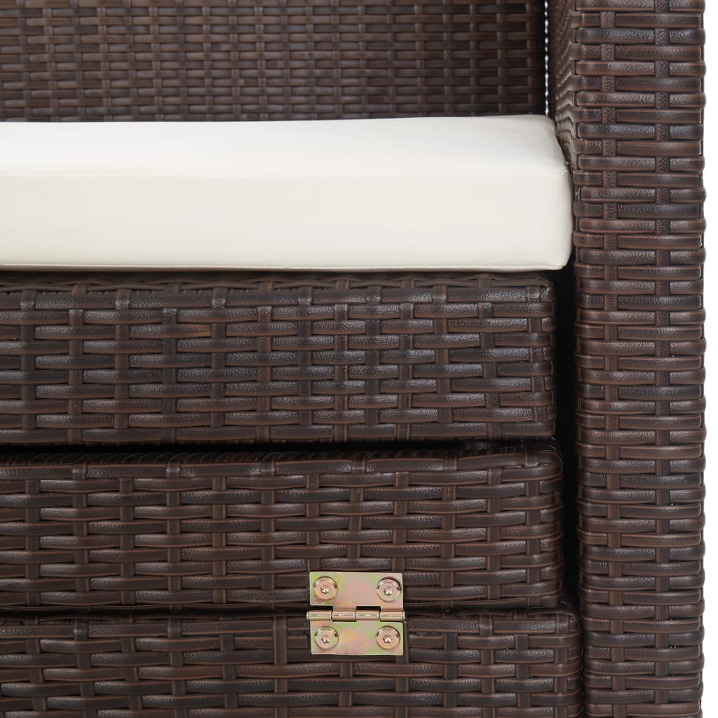 Divano Letto a 3 Posti Estendibile con Tetto Polyrattan Marrone | homemem39