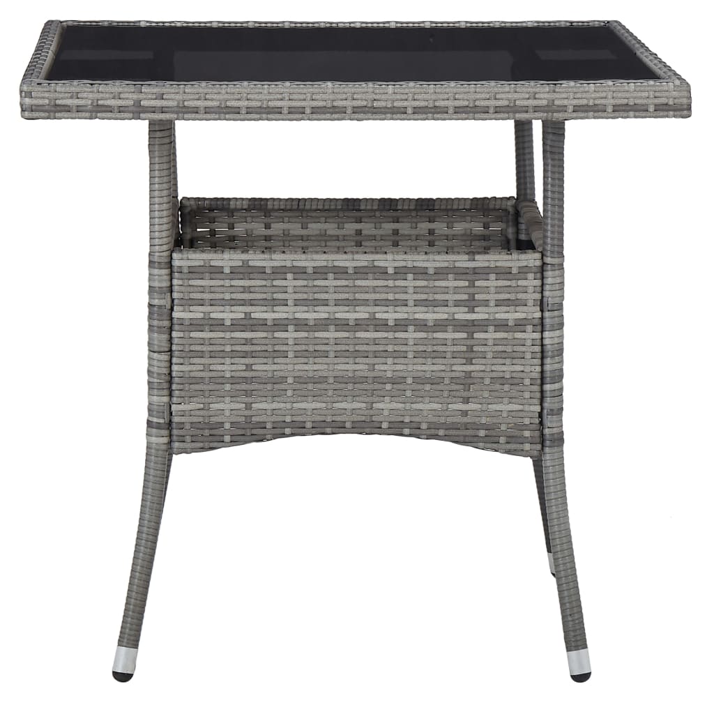 Tavolo da Pranzo per Giardino in Polyrattan Grigio e Vetro | homemem39