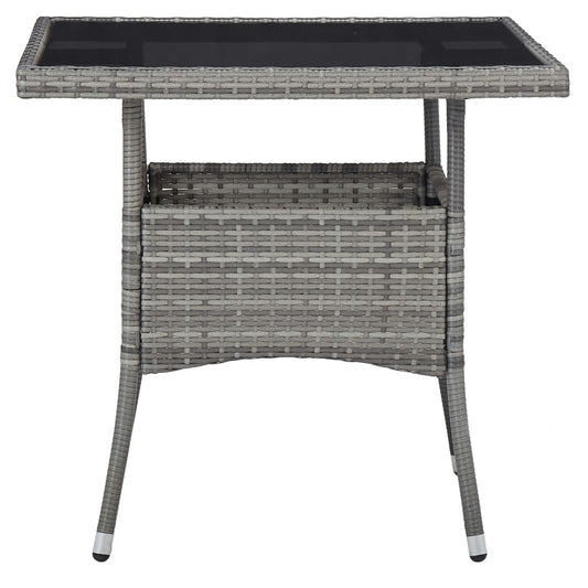 Tavolo da Pranzo per Giardino in Polyrattan Grigio e Vetro | homemem39