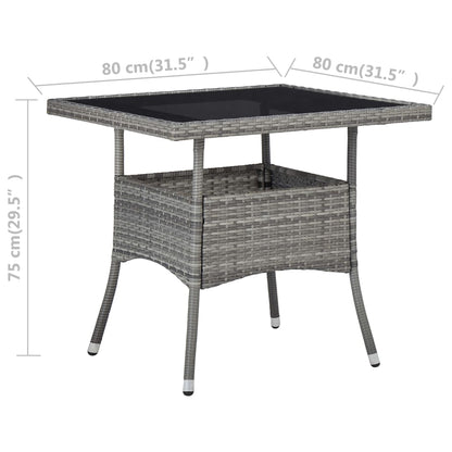 Tavolo da Pranzo per Giardino in Polyrattan Grigio e Vetro - homemem39