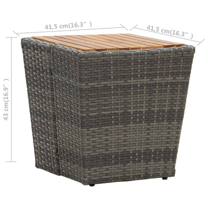 Tavolino Grigio 41,5x41,5x43 cm in Polyrattan e Legno di Acacia - homemem39