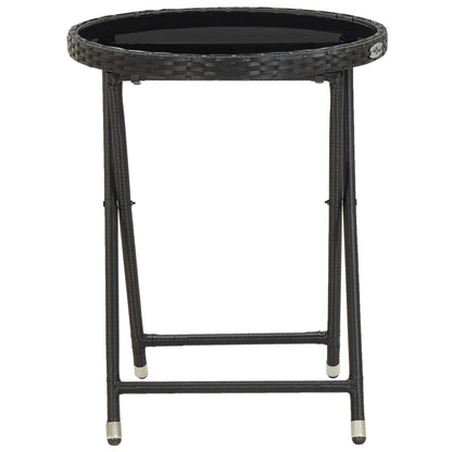 Black Coffee Table 60 cm in Polyrattan and Tempered Glass