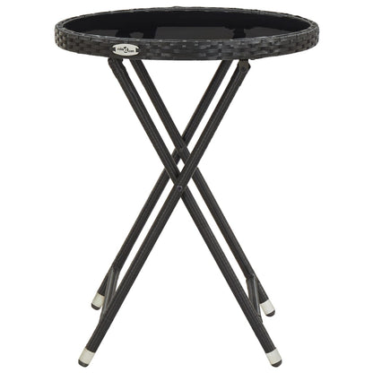 Black Coffee Table 60 cm in Polyrattan and Tempered Glass
