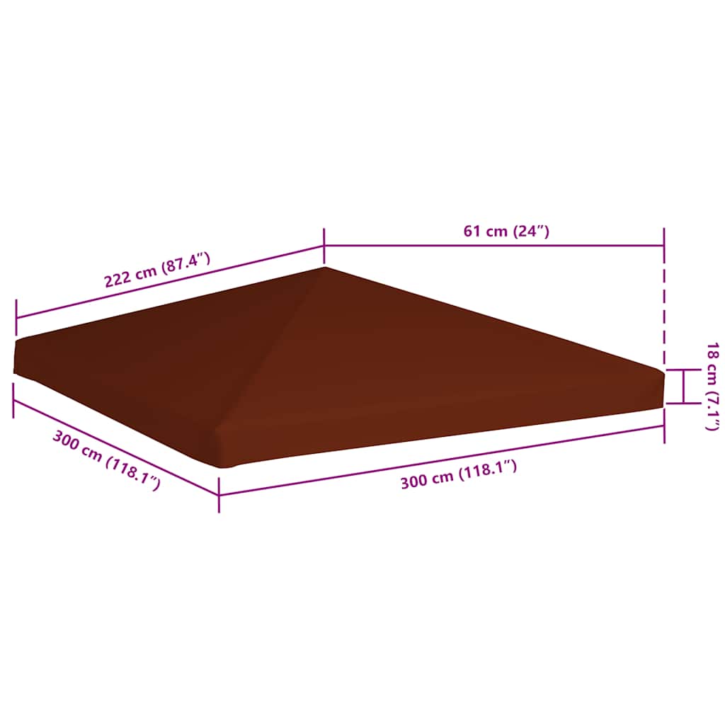 Copertura Superiore Gazebo 310g/m² 3x3 m Terracotta | homemem39