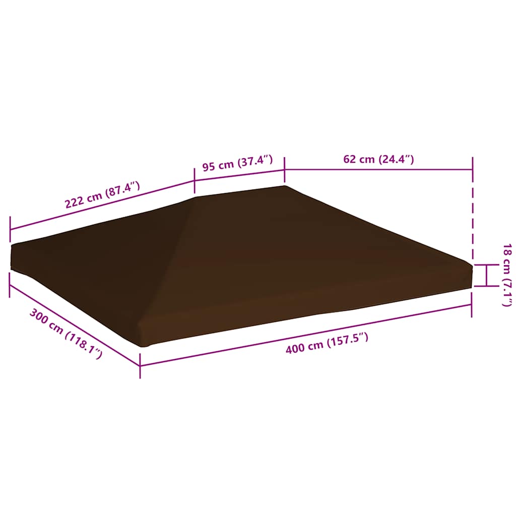 Copertura Superiore per Gazebo 310 g/m² 3x4 m Marrone - homemem39