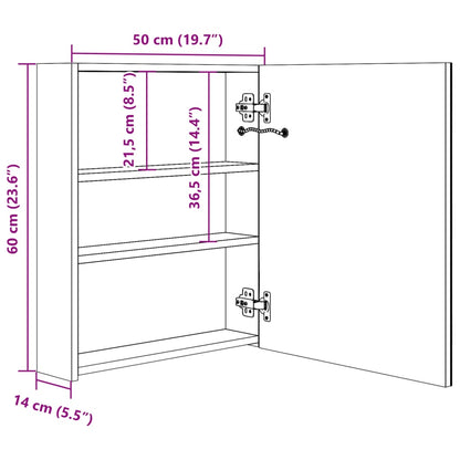 Armadietto Bagno con Specchio e LED 50x13,5x60 cm - homemem39