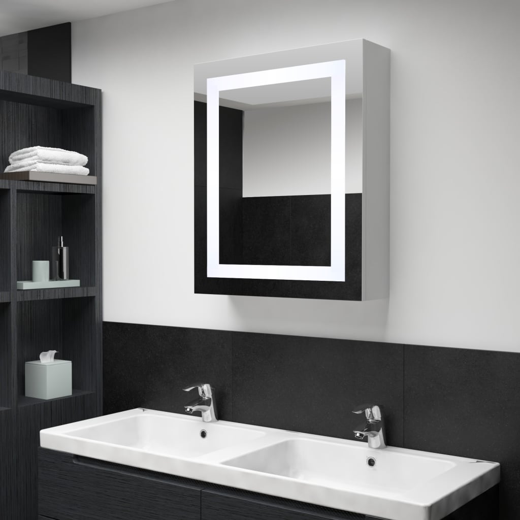 Armadietto Bagno con Specchio e LED 50x13x70 cm | homemem39