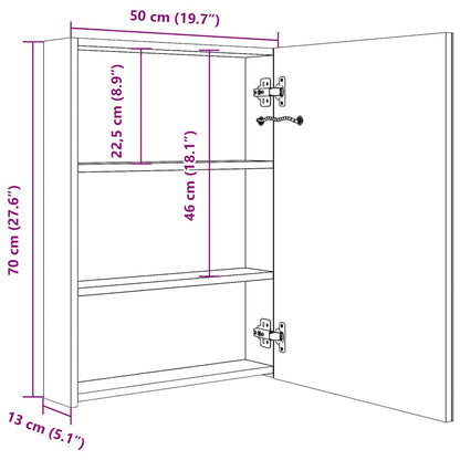 Armadietto Bagno con Specchio e LED 50x13x70 cm | homemem39