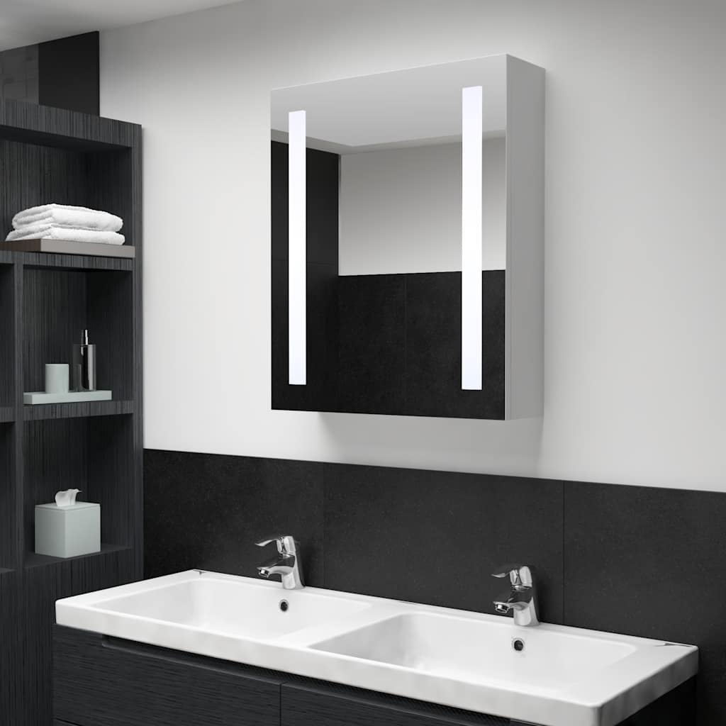 Armadietto Bagno con Specchio e LED 50x13x70 cm | homemem39