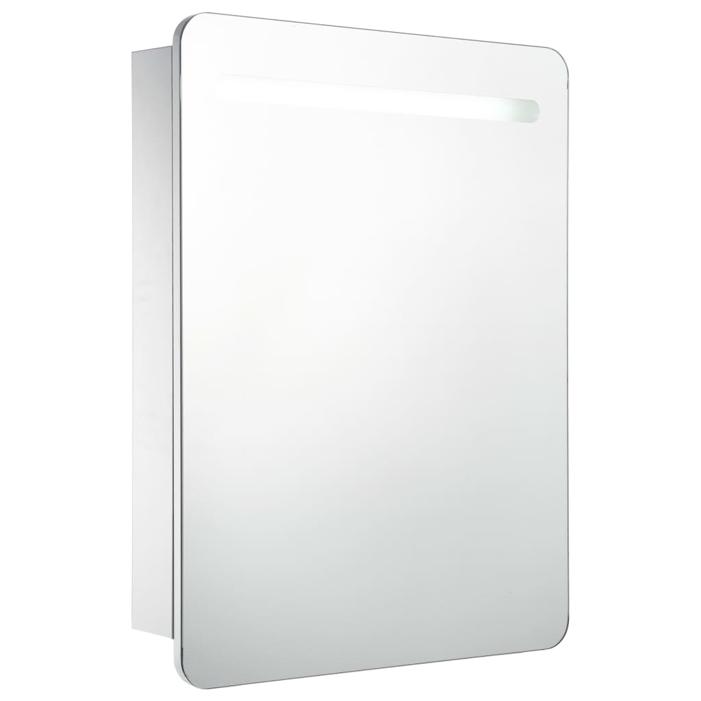 Armadietto Bagno con Specchio e LED 60x11x80 cm | homemem39