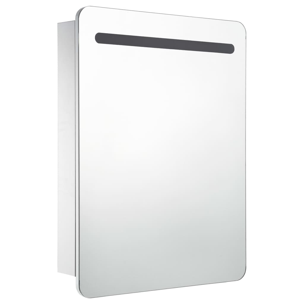 Armadietto Bagno con Specchio e LED 60x11x80 cm | homemem39
