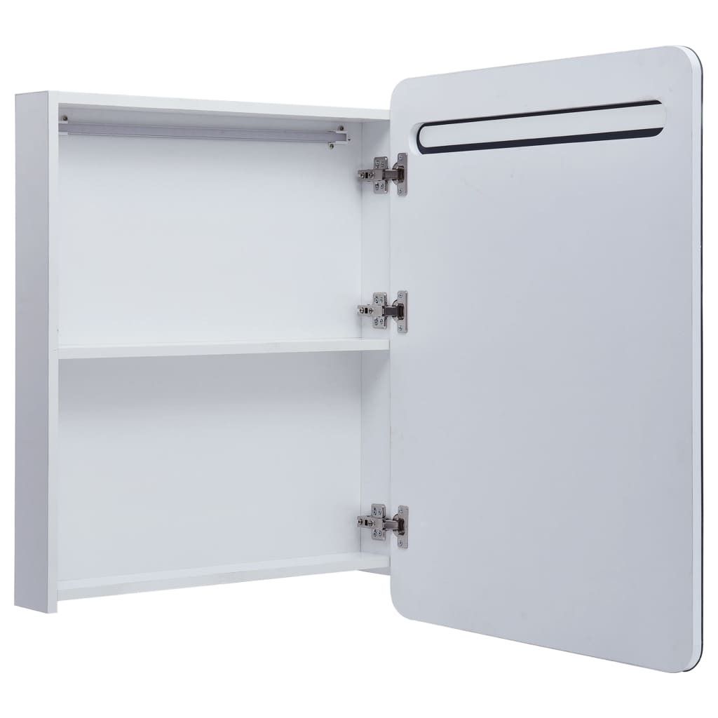 Armadietto Bagno con Specchio e LED 60x11x80 cm | homemem39