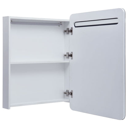 Armadietto Bagno con Specchio e LED 60x11x80 cm | homemem39