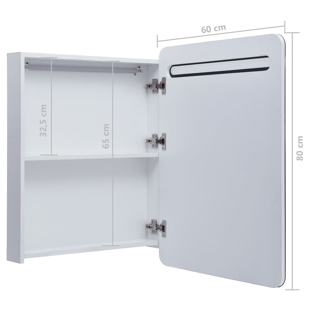 Armadietto Bagno con Specchio e LED 60x11x80 cm | homemem39
