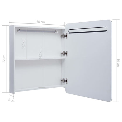 Armadietto Bagno con Specchio e LED 68x9x80 cm | homemem39