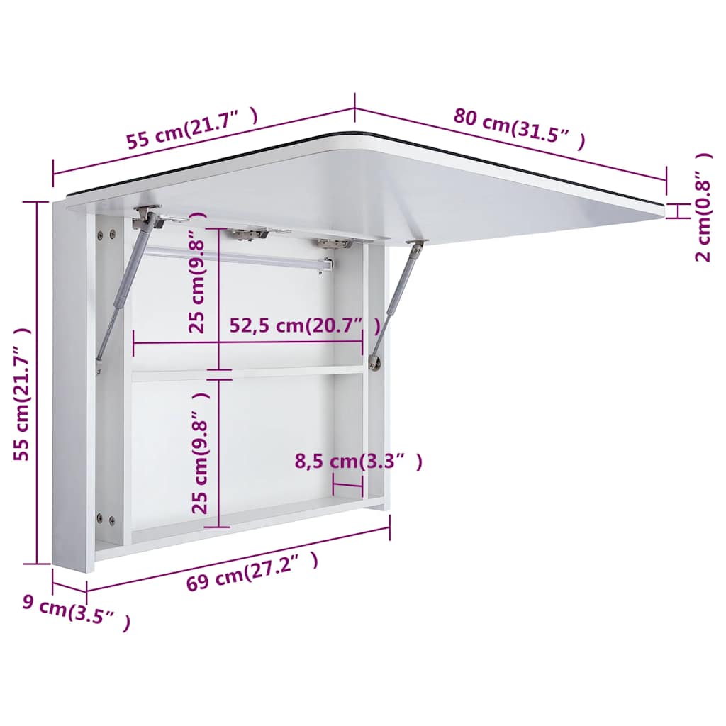 Armadietto Bagno con Specchio e LED 80x9,5x55 cm | homemem39